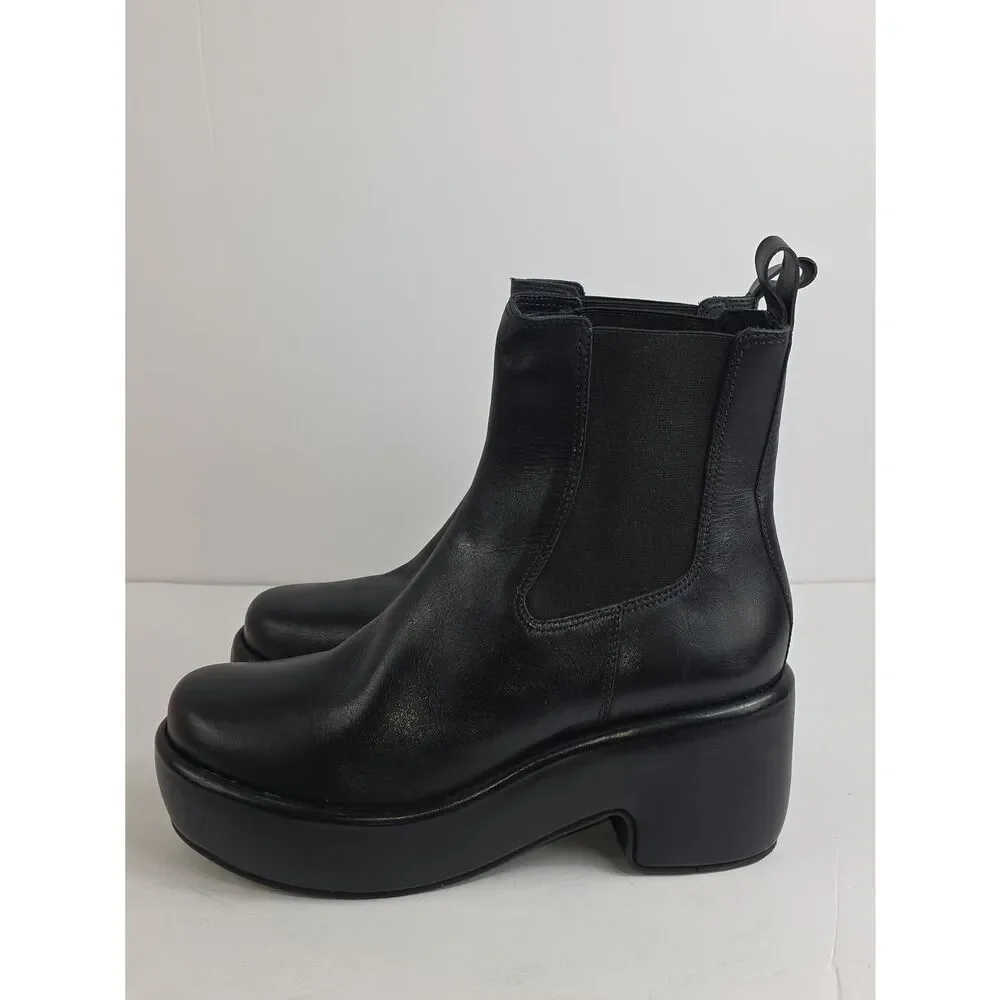 Everlane The Puffa Black Leather Platform Women's Boots